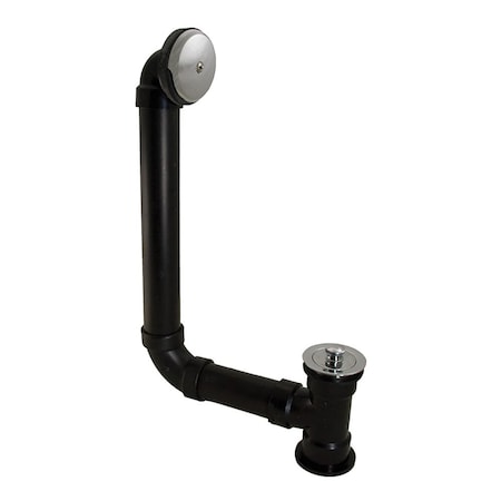 Jones Stephens Chrome Plated One-Hole Lift and Turn Bath Waste Kit, Direct T-Waste Full Kit, Black Plastic B07021